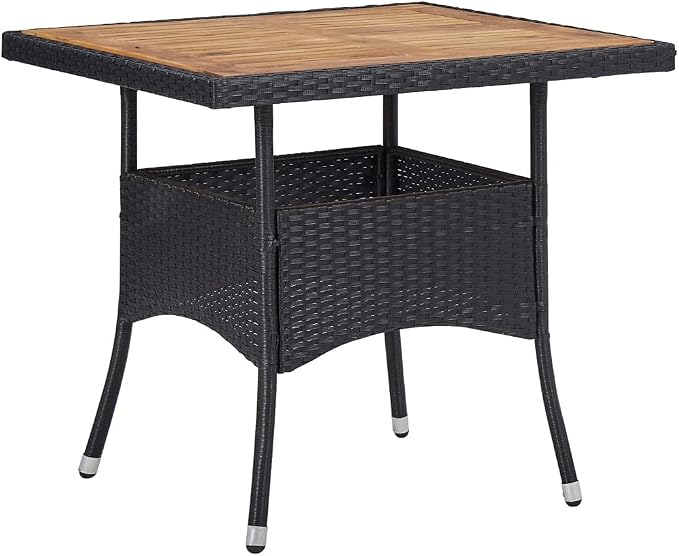 5-Piece Black Poly Rattan Dining Set with Removable Covers, Weather-Resistant Outdoor Furniture and Sturdy Metal Frame for Patio or Garden