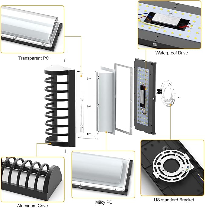 Modern Outdoor Wall Sconce Lights,LED Exterior Wall Light Fixtures,6000k Cool White Wall Mounted LED Lamps,Black Porch&Patio Light for House,IP65 Waterproof for Hallway Stairs Gardens(6000k)