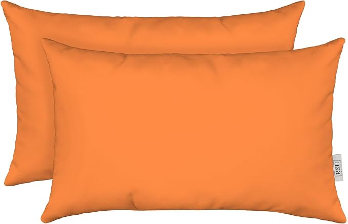RSH DECOR: Sunbrella Lumbar Throw Pillows Set of 2 | 20" x 12" | Water and Fade-Resistant Performance Fabric | Outdoor Pillow Covers with Down-Alternative Inserts | Canvas Tuscan