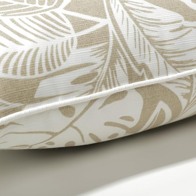 Pillow Perfect Outdoor/Indoor Delray Natural Throw Pillows, 18.5" x 18.5", Pack of 2