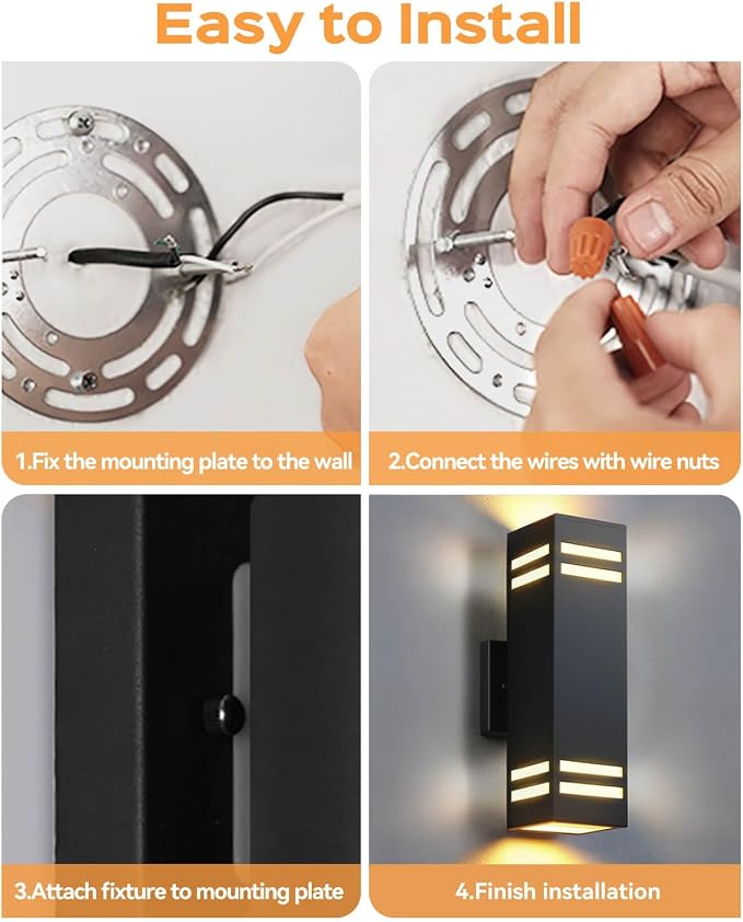 SHIMR Dusk to Dawn Outdoor Light, Modern Outdoor Wall Lights with LED Bulbs Includes [ETL Listed] | Waterproof Anti-Rust Aluminum Sconce, Up and Down Lights, Exterior Light Fixture for House Porch Garage Patio