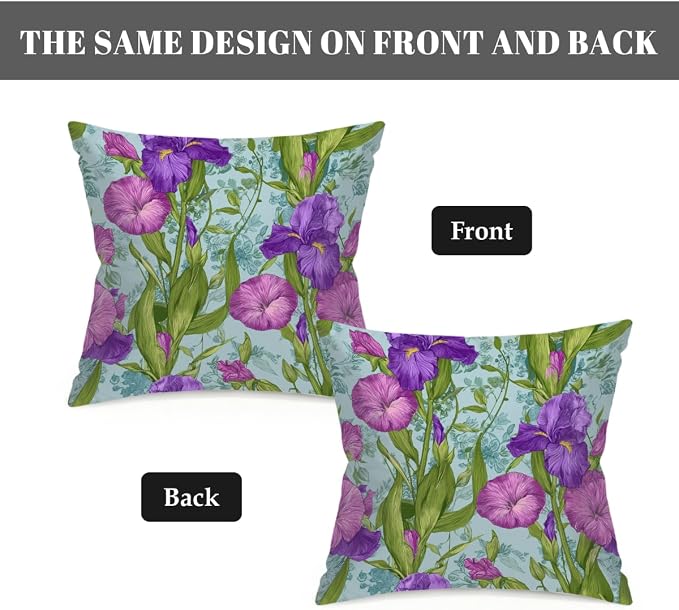 Waterproof Outdoor Pillow Covers Patio Throw Pillow Cases 18x18 Floral | Decorative Throw Pillows Patio Cushion Covers Set of 2, Outdoor Pillow Inserts Cover for Couch Chair