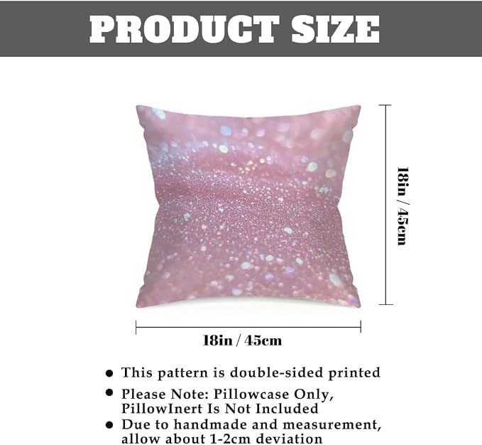 18x18 Inch Outdoor Pillow Covers Set of 2 Waterproof Throw Pillow Covers Decorative Couch Cushion Covers Pink Glitter Pattern Square Pillowcases Protectors for Patio Garden Sofa