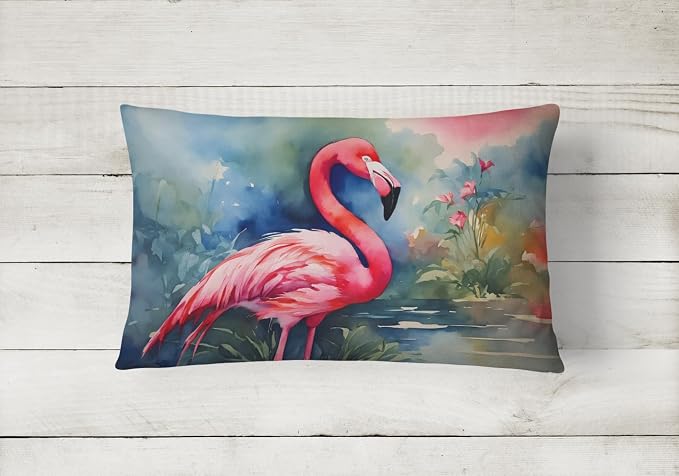 Caroline's Treasures DAC2859PW1216 Flamingo Throw Pillow Machine Washable, Indoor Outdoor Decorative Pillow for Couch, Bed or Patio, 12HX16W
