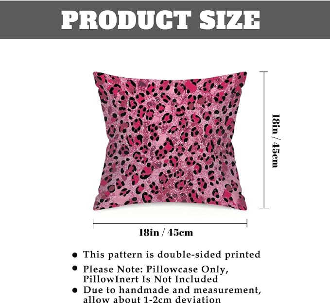 18x18 Inch Outdoor Pillow Covers Set of 2 Waterproof Throw Pillow Covers Decorative Couch Cushion Covers Pink Glitter Leopard Print Square Pillowcases Protectors for Patio Garden Sofa