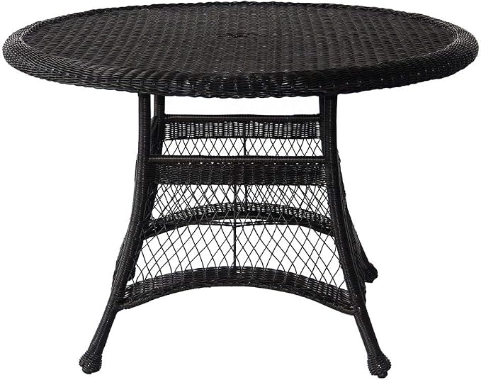 Jeco Wicker Round Dining Table, 44", Black