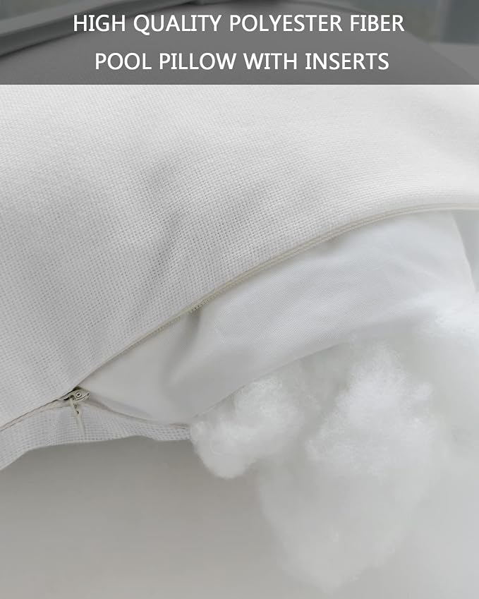 Outdoor Pillow for Lounge Chair with Strap & Insert Pure White Recliner Head Pillow Solid Color Waterproof Headrest Patio Lumbar Pillows for Beach Pool Office Chaise Chair 11x16 Inch