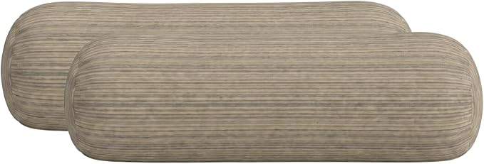 RSH DECOR: Sunbrella Neck Roll Pillows Set of 2 | 24” x 8” | Outdoor Bolster for Patio, Deck, Porch, or Poolside Chairs | Fade & Water-Resistant | Made in USA (Current Slate)