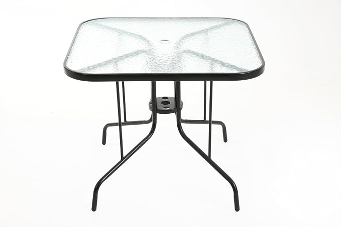 Square Patio Dining Table, 4-Person, Black