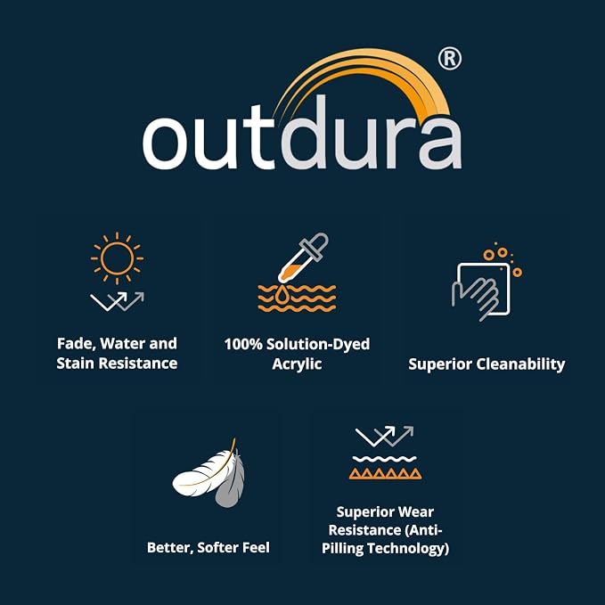 RSH DECOR: Designer Select Outdura Lumbar Throw Pillows Set of 2 | 20" x 12" | Water and Fade-Resistant Performance Fabric | Indoor Outdoor Accent Pillows | Made in USA (Canvas Sepia)