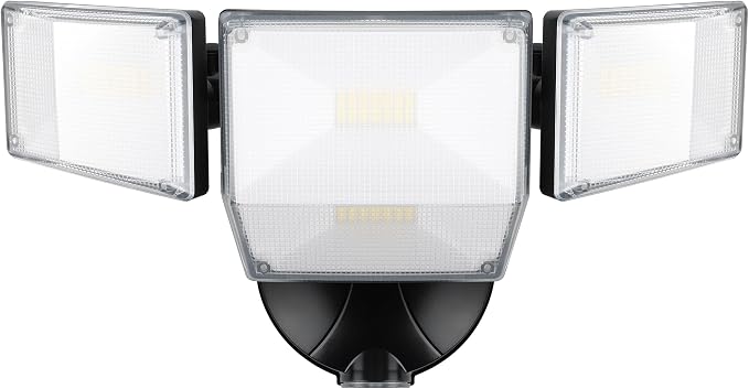85W 10000LM Dusk to Dawn Outdoor Lighting, 4-Head Super Bright LED Flood Light, 5000K Daylight, IP65 Waterproof Hardwired Exterior Security Light for House Garage, Yard, Backyard (Black)