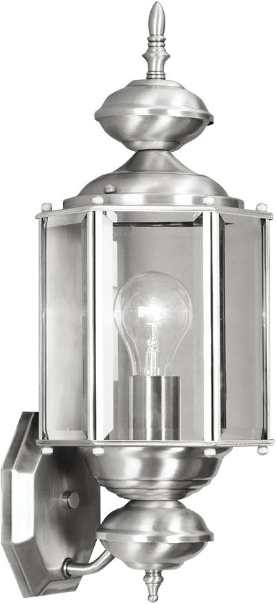 Livex Lighting 2006-91 Outdoor Wall Lantern, Brushed Nickel | Clear Beveled Glass Shades