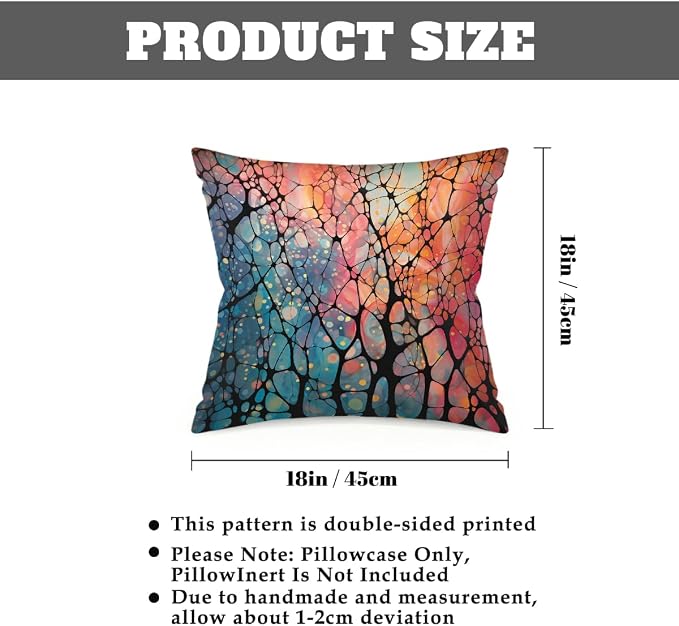18x18 Inch Outdoor Pillow Covers Set of 2 Waterproof Throw Pillow Covers Decorative Couch Cushion Covers Abstract Colored Glass Square Pillowcases Protectors for Patio Garden Sofa