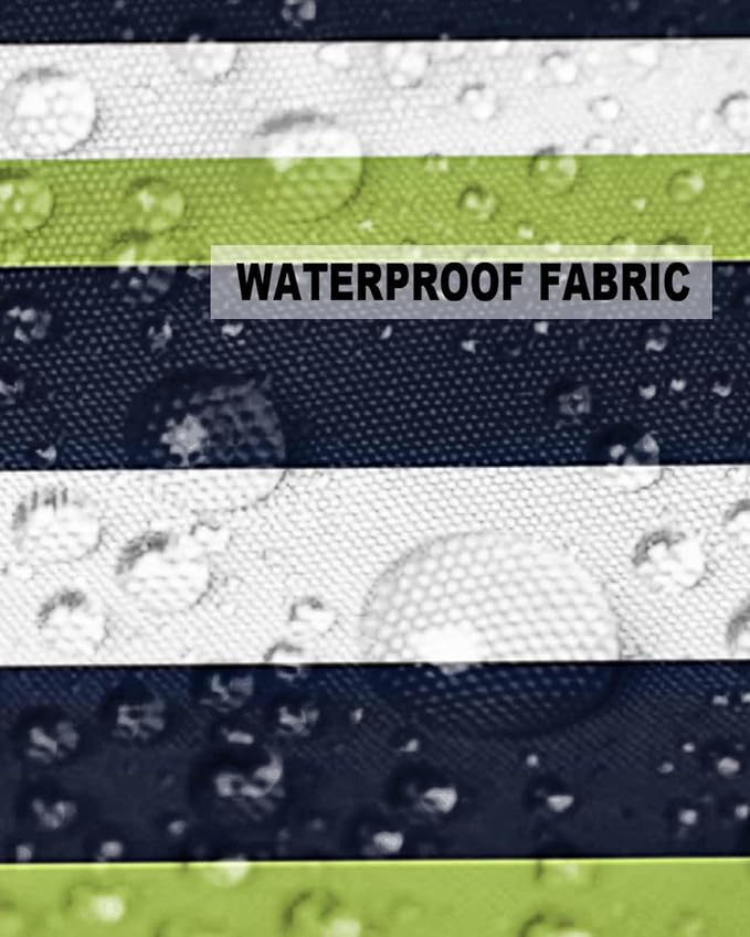 Pack of 2 Blue Green White Stripes Outdoor Pillow Waterproof Covers 24x24 inch, Classic Geometric Polyester Throw Pillow Covers Garden Cushion Decorative Case for Patio Couch Decoration