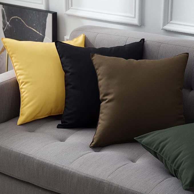 MIULEE Pack of 2 Decorative Outdoor Waterproof Pillow Covers 18x18 Inch Black Bundle Pack of 4 18x18 Outdoor Pillow Inserts