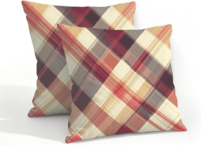 18x18 Inch Outdoor Pillow Covers Set of 2 Waterproof Throw Pillow Covers Decorative Couch Cushion Covers Buffalo Plaid Square Pillowcases Protectors for Patio Garden Sofa