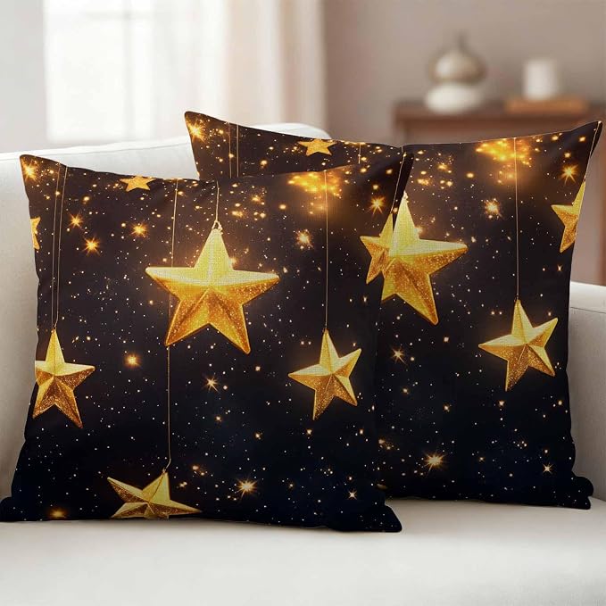 Gorgeous Star Outdoor Waterproof Throw Pillow Covers Set of 2, 24"x24", Starry Sky Dream Fantasy Decorative Pillow Covers Outside Cushion Case for Patio Porch Garden