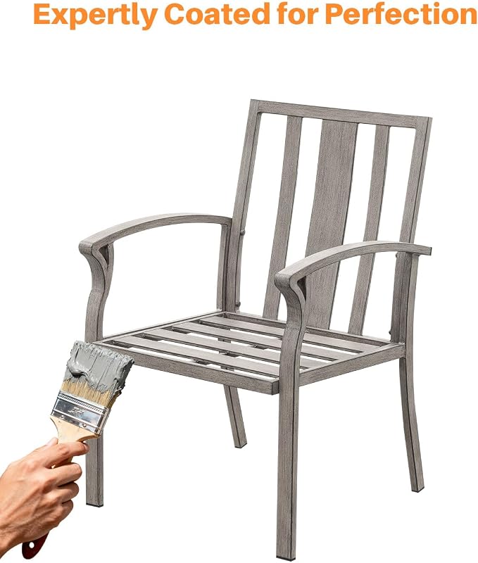 Patio Dining Chairs Set of 4, Never-Rust Aluminum Outdoor Dining Chairs with Cushion, Patio Outdoor Chair Set for Table, Patio Chair Furniture Set for Deck, Backyard, Garden, Pool, Limed Oak