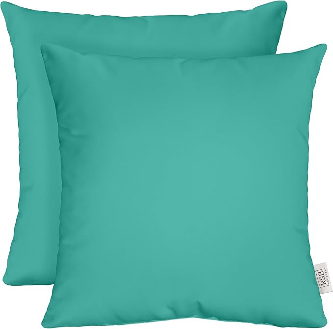 RSH DECOR Square Throw Pillows Set of 2, 17x17 Inch Decorative Pillows for Couch, Water-Resistant Patio Furniture Pillows, All-Weather Spun Fabric, Canvas Aruba - Made in USA