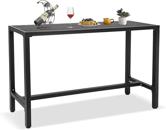 Outdoor Bar Table, 63" Black Patio Counter Height Bar Table, Outdoor Console Table with Weather Resistant Waterproof Top for Hot Tub, Balcony, Garden, Yard, Poolside,Black (Black, 63")