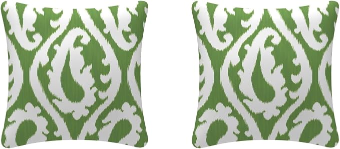 Pack of 2 Outdoor Waterproof Decorative Throw Pillow Covers for Patio Furniture, 18x18 Inch Square Fade Resistant Patio Garden Cushion Covers for Couch Bed Sofa, Paisley Green