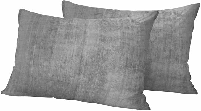 Vandarllin Outdoor Throw Pillows Covers 20x12 inch Set of 2 Waterproof Grey Linen Decorative Zippered Cushion Covers for Patio Furniture, Solid Color Texture Lumbar Pillowcases