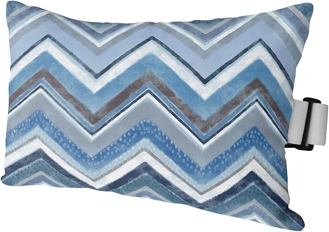 Outdoor Pillows Covers with Inserts Northern Europe Blue Geometric Wave Stripes Waterproof Recliner Pillow with Adjustable Strap Throw Pillows for Patio Furniture Pool Lounge Chair, 11x16 inch, 1PCS