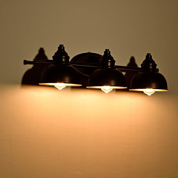 3 Light Bathroom Vanity Light, 7 Inch Oil Rubbed Bronze Wall Sconce Indoor, Modern Metal Wall Lights for Bathroom Bath Bedroom