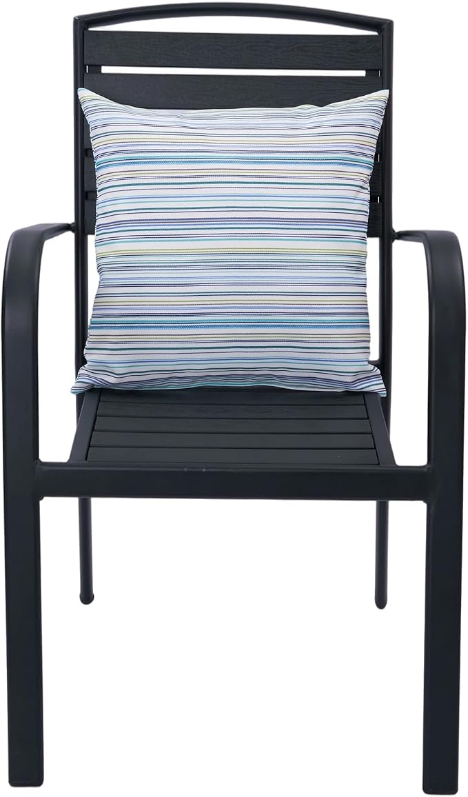 FUNHOME Outdoor Throw Pillows 18x18 inch,Decorative Throw Pillow with Insert Set of 2,Water Resistant Pillow for Patio Furniture Sofa Couch Chair(Blue Stripe)
