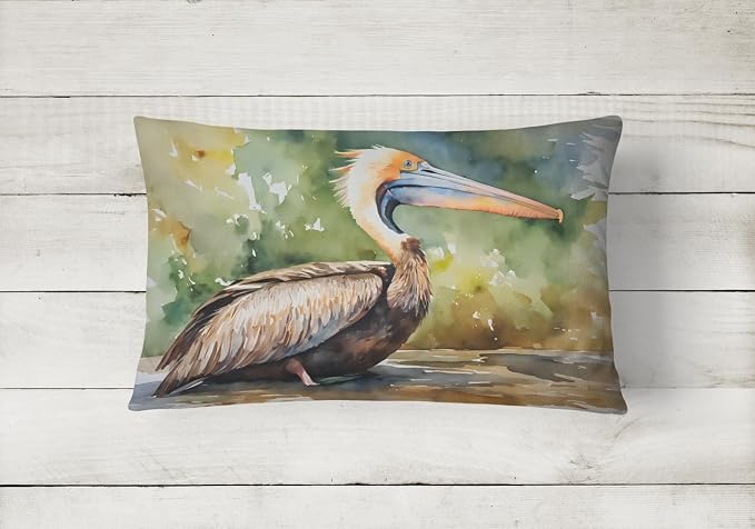 Caroline's Treasures DAC2853PW1216 Pelican Throw Pillow Machine Washable, Indoor Outdoor Decorative Pillow for Couch, Bed or Patio, 12HX16W