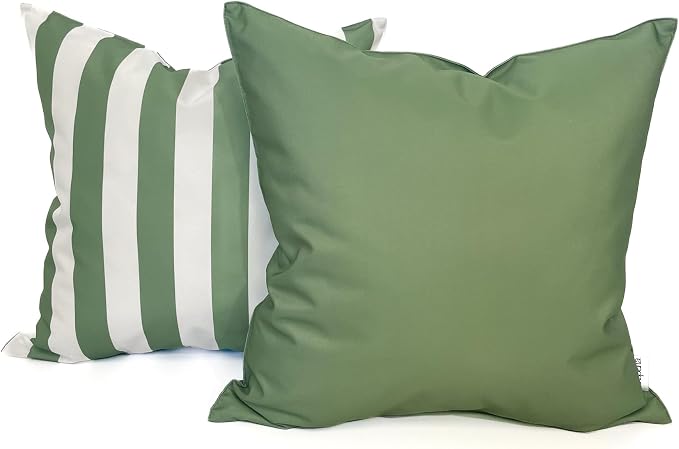 Pack of 2 Outdoor 20''x20'' Waterproof Green Throw Pillow Covers Decorative Square Patio Pillows for Patio Furniture (Loden Frost)