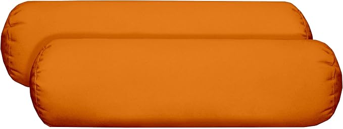 RSH Décor Neck Roll Bolster Pillows – Set of 2 | 20” x 6” | Outdoor Throw Pillows for Patio Furniture, Porch, Deck, or Poolside Chairs | Water & Fade-Resistant | Orange