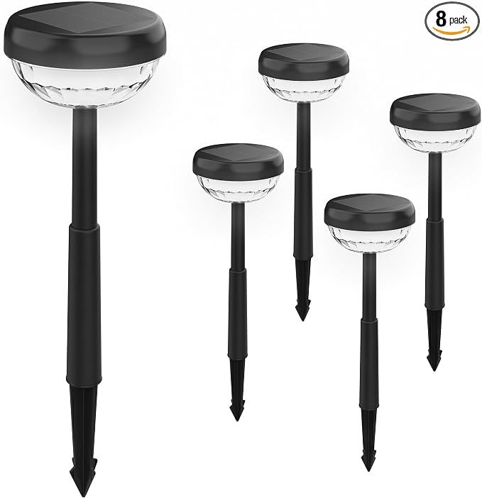Ensenior 8-Pack Solar Lights Outdoor, Auto ON/Off 6500K LED Solar Garden Lights for Pathway, Yard, Patio, Walkway, Flower Bed, Halloween Christmas Landscape Lighting, IP65 Waterproof, Flag Lights