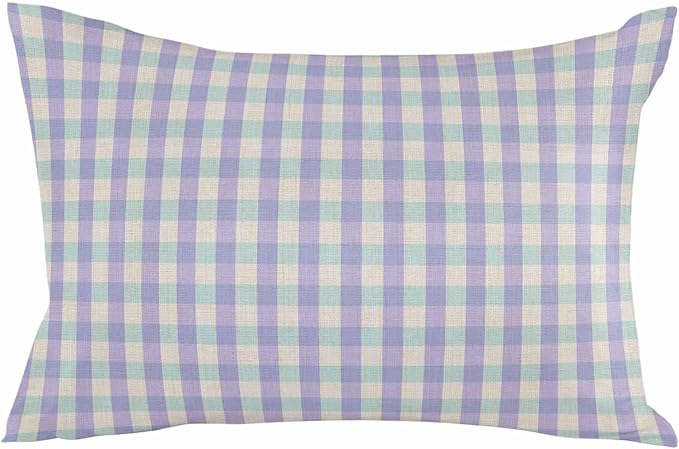 Outdoor Waterproof Throw Pillow Covers Set of 2 Purple Buffalo Plaid Lumbar Pillowcases 20x12 Inches Linen Classic Checked Patio Decorative Pillows Cushion Case Patio Pillows for Couch Bed Garden