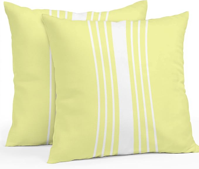 Yellow White Stripe Outdoor Pillow Covers 24x24 Inch Throw Pillow Covers Set of 2 Waterproof Decorative Pillow Cases Modern Rustic Vertical Striped Cushion Covers for Patio Furniture Garden Couch Sofa