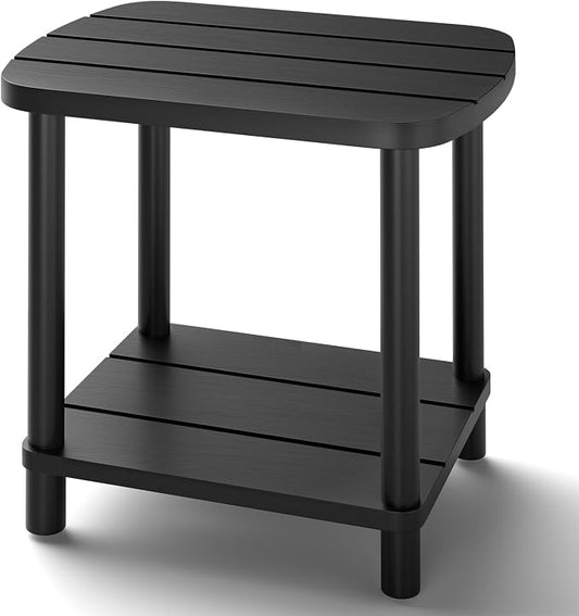 LEJANEOYE Outdoor Coffee Table, 2-Tier Adirondack Outdoor Side Table Weather Resistant, Patio End Table for Pool, Porch, Backyard.
