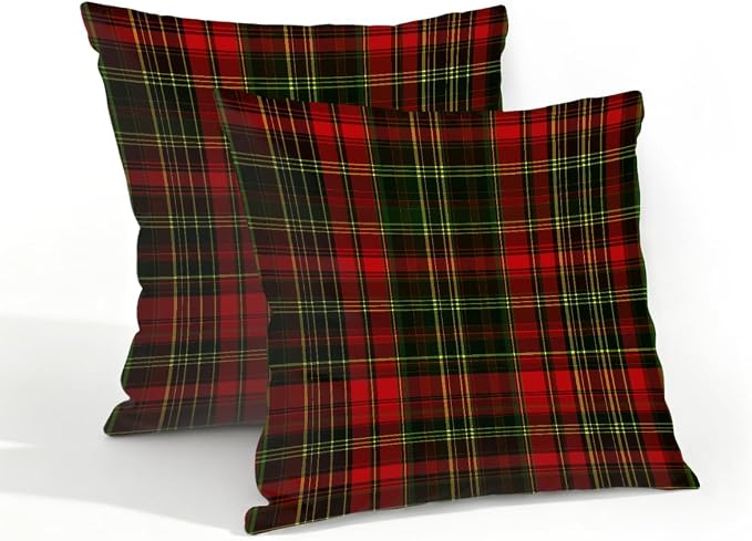 18x18 Inch Outdoor Pillow Covers Set of 2 Waterproof Throw Pillow Covers Decorative Couch Cushion Covers Buffalo Check Plaid Square Pillowcases Protectors for Patio Garden Sofa