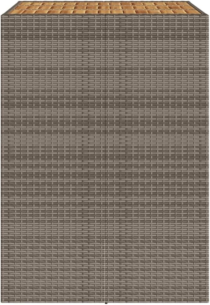 Grey Outdoor Bar Table Rectangular Synthetic Poly Rattan with Powder-Coated Steel Frame Durable Furniture for Garden Patio Dining