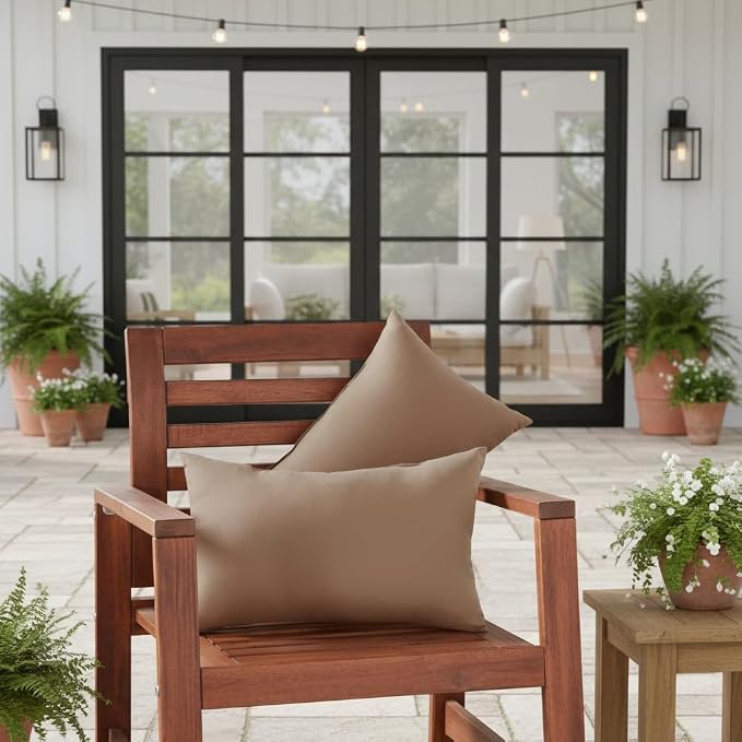 Set of 2 Outdoor Throw Pillows 19 x 12 Inch – Reversible Rectangle Patio Accent Pillows – Weather-Resistant Polyester Fabric – Eco-Friendly Recycled Polyfiber Fill – Coronado