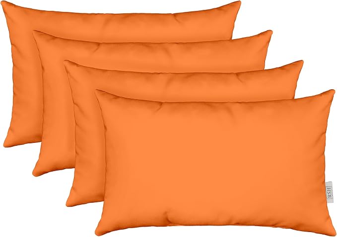 RSH DECOR: Sunbrella Lumbar Throw Pillows Set of 4 | 20" x 12" | Water and Fade-Resistant Performance Fabric | Outdoor Pillow Covers with Down-Alternative Inserts | Canvas Tuscan