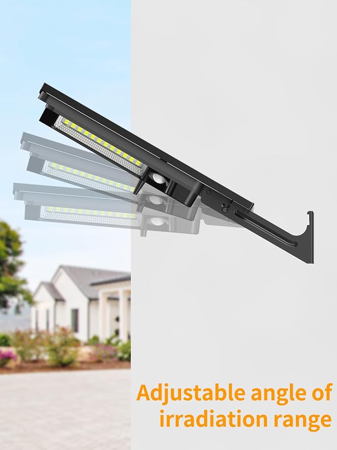 Solar Street Lights Outdoor Waterproof 3000LM 12500mAh Dual Sensor | Security Flood Light with Remote, PIR Motion Sensor, Dusk to Dawn Linkable Streetlight for Driveway, Parking Lot & Yard