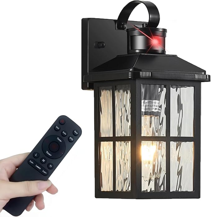 Porch Lights Outdoor with Remote, Motion Sensor Exterior Lighting Fixtures | 2 Pack Intelligent Outdoor Wall Lights, 4 Lighting Modes Outdoor Sconce Lights for House Patio Front Door Garage
