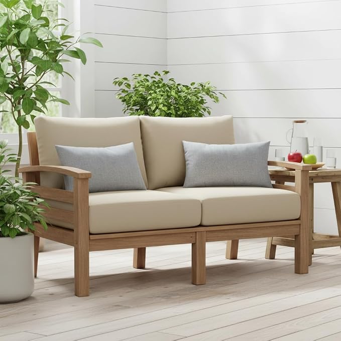 Set of 2 Outdoor Throw Pillows 19 x 12 Inch – Reversible Rectangle Patio Accent Pillows – Weather-Resistant Polyester Fabric – Eco-Friendly Recycled Polyfiber Fill – Heather Gray