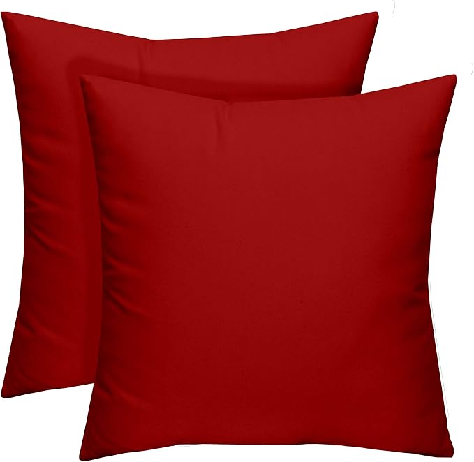 RSH DECOR Square Throw Pillows Set of 2, 24" x 24", Outdoor Pillows Waterproof, Patio Furniture Pillow, Decorative Outdoor Throw Pillow, Spun Polyester, Heritage Red, Made in USA