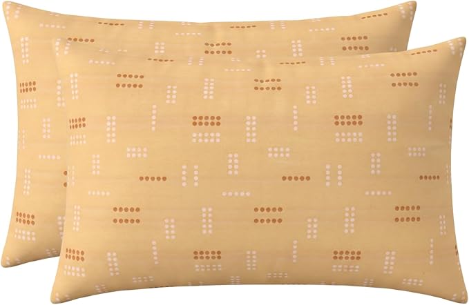 RSH DECOR: Sunbrella Jumbo Lumbar Pillows Set of 2 | 26" x 16" | Water and Fade-Resistant Performance Fabric | Outdoor Pillow Covers with Down-Alternative Inserts | Made in USA (Jot Dot Sunshine)