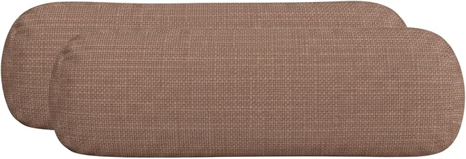 RSH DECOR: Sunbrella Neck Roll Pillows Set of 2 | 24” x 8” | Outdoor Bolster for Patio, Deck, Porch, or Poolside Chairs | Fade & Water-Resistant | Made in USA (Rochelle Truffle)