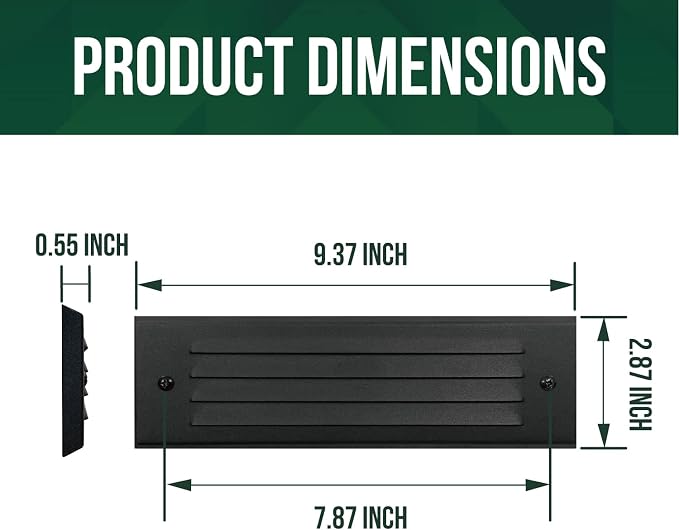 Low Voltage LED Step Lights, 4W 12V Surface Mount Light with Horizontal Louvered Faceplate, Steps Decks Pathway Stairs, 2700K IP65, Die-cast Aluminum, Black Powder Coated Finish, 2 Pack