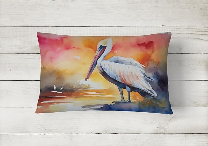 Caroline's Treasures DAC2852PW1216 Pelican Throw Pillow Machine Washable, Indoor Outdoor Decorative Pillow for Couch, Bed or Patio, 12HX16W