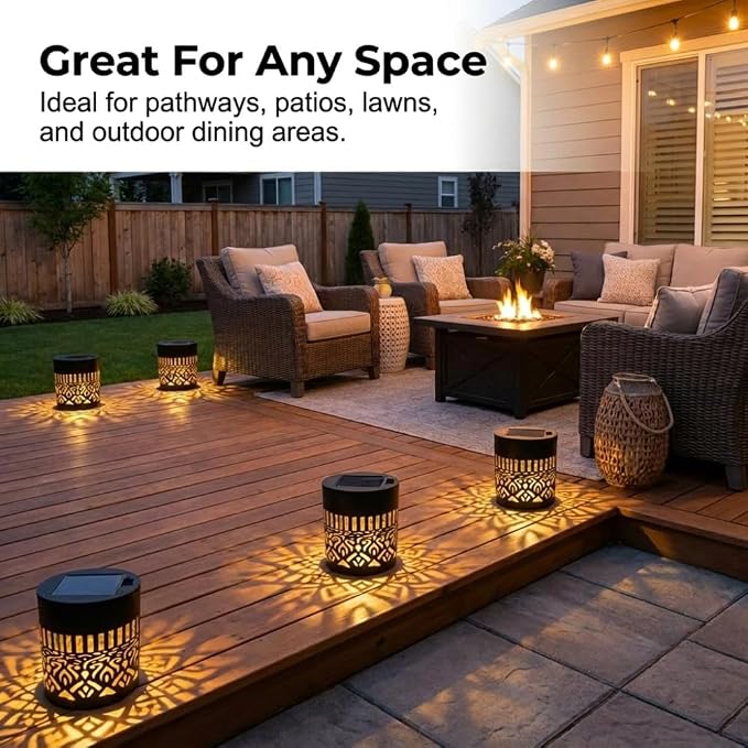 Decorative Solar Mandala Lights, Metal Solar Powered Outdoor Wall Lights Solar Powered Deck Step Stair Light, Waterproof Mandalas Fence Light for Garden Yard Backyard Post Patio Decor (4, Mandala)