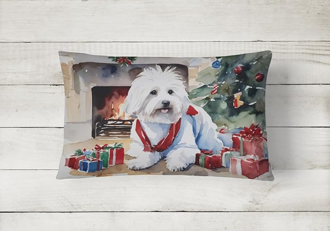 Caroline's Treasures DAC2640PW1216 Coton De Tulear Cozy Christmas Throw Pillow Machine Washable, Indoor Outdoor Decorative Pillow for Couch, Bed or Patio, 12HX16W